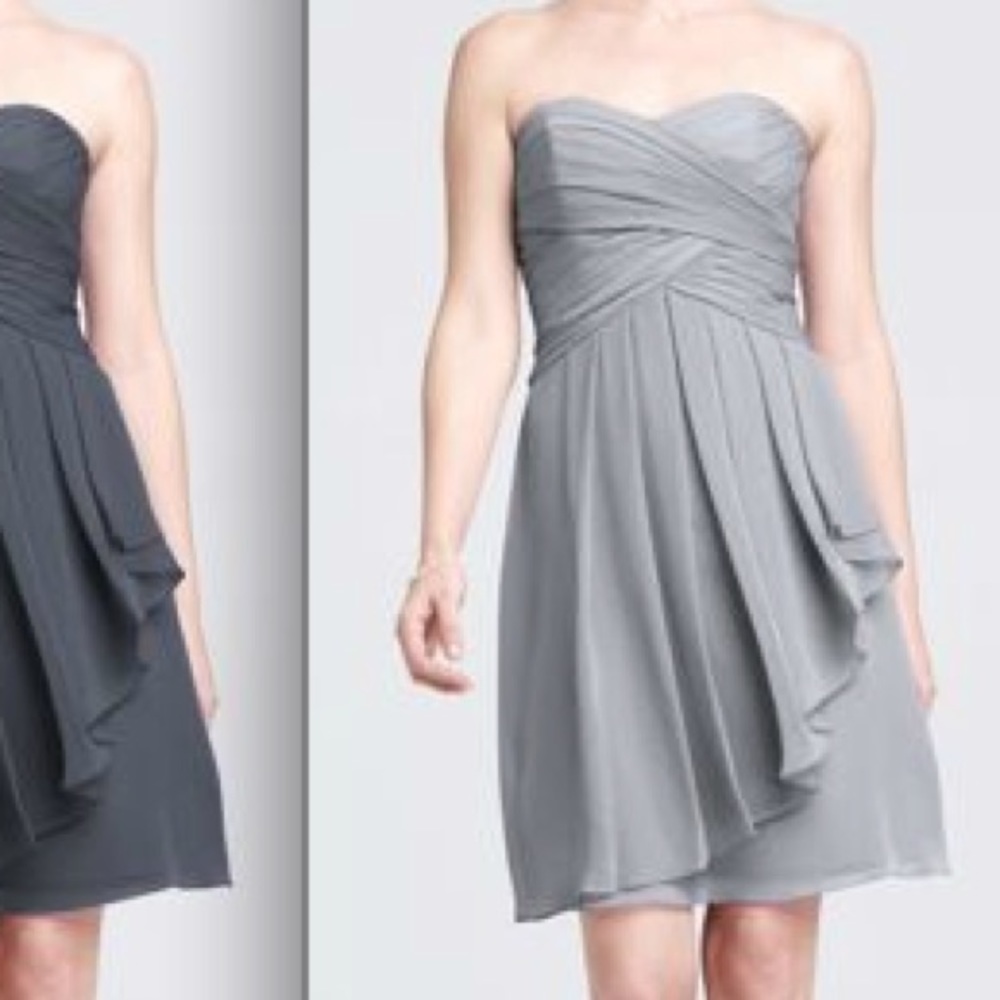 SHORT CRINKLE CHIFFON DRESS WITH FRONT CASCADE